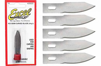 Excel #25 Curved Contoured Blade Hobby and Plastic Model Cutting Blades #20025