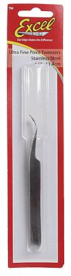 Excel Ultra Fine Slant Point Tweezers 4.5 (Silver) Hobby and Plastic Model Hand Tool #30417