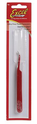 Excel Ultra Fine Slant Point Tweezers 4.5 (Red) Hobby and Plastic Model Hand Tool #30426