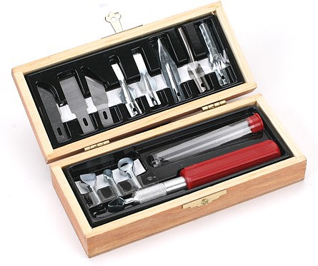 Excel Woodworking Set with Wooden Case Hobby and Plastic Model Hand Tool Set #44384