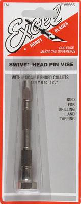 Excel Swivel Head Pin Vise with extra chucks inside handle Hand Drill Tap and Die #55661