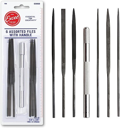 Excel Assorted #2 5.75 File Set with Handle (6 Piece) Hobby and Plastic Model File Set #55668