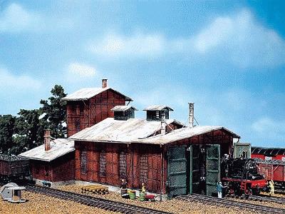 Faller 2-Stall Enginehouse HO Scale Model Railroad Building #120161