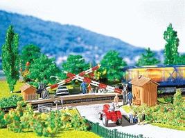 Faller Curved Grade Crossing w/Gates Kit HO Scale Model Accessory #120172 Faller Curved Grade Crossing w/Gates Kit HO Scale Model Accessory #120172