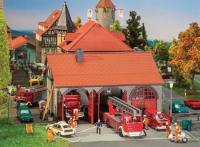 Faller Stone Firehouse with Arched Doors HO Scale Model Railroad Building Kit #130162