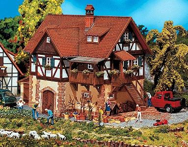 Faller Half-Timbered House, Rural Architectural Style HO Scale Model Railroad Building #130266