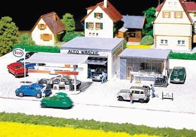 Faller Gas Station with Car Wash HO Scale Model Railroad Building #130296