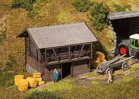 Faller Hay Barn Weathered Kit HO Scale Model Railroad Building #130382 Faller Hay Barn Weathered Kit HO Scale Model Railroad Building #130382