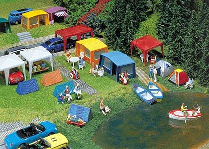 Faller Tent Camping Set (Era IV) HO Scale Model Railroad Building Accessory #130504