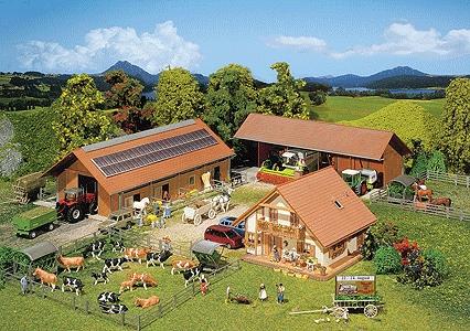 Faller Breeding Farm Kit Painted & Weathered Era V HO Scale Model Railroad Building #130520