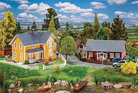 Faller Swedish Houses Kit (2) HO Scale Model Railroad Building #130604