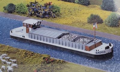 Faller Motor Cargo Barge Kit (Nonpowered Display Model) HO Scale Model Boat #131005