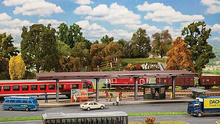 Faller Two Station Platforms with Butterfly Canopies Kit HO Scale Model Railroad Building #131366