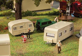 Faller 1970s Camper Trailers (2) HO Scale Model Railroad Vehicle #140483