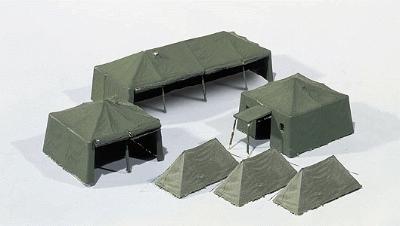 Faller Military - NATO/Modern German Army (BW) - Tent Set Field Tents (green, pkg(6) in 4 Sizes) - HO-Scale
