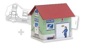 Faller Police Department Paintable Fold & Snap Cardstock Kit HO Scale Model Railroad Building #150150