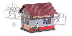 Faller Bakery Paintable Fold & Snap Cardstock Kit HO Scale Model Railroad Building #150170