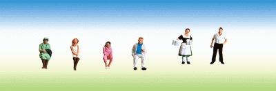 Faller Waiter, Waitress & Sitting Customers (6) HO Scale Model Railroad Figure #151067