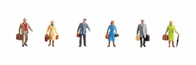 Faller Travellers with Luggage (6) HO Scale Model Railroad Figure #153044