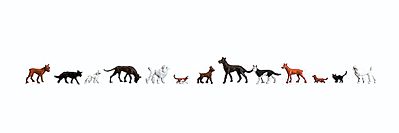 Faller 11 Dogs & 2 Cats N Scale Model Railroad Figure #155327