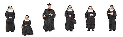 Faller Pastor and Nuns (6) N Scale Model Railroad Figure #155360