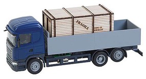 Faller Scania R 13 HL Low-Side Truck w/Wooden Crate Load Car System Blue, Gray Faller Scania R 13 HL Low-Side Truck w/Wooden Crate Load Car System Blue, Gray