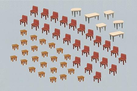 Faller 7 Tables and 48 Chairs HO Scale Model Railroad Accessory #180438