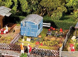 Faller Garden with Contractor's Trailer Kit HO Scale Model Railroad Building #180490 Faller Garden with Contractor's Trailer Kit HO Scale Model Railroad Building #180490