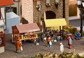 Faller Farmers Market Sales Tents Kit HO Scale Model Railroad Building #180614 Faller Farmers Market Sales Tents Kit HO Scale Model Railroad Building #180614