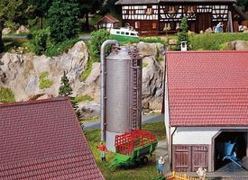 Faller Grain Silo (Weathered Kit) HO Scale Model Railroad Accessory #180621 Faller Grain Silo (Weathered Kit) HO Scale Model Railroad Accessory #180621