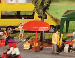 Faller Sun Umbrellas, Tables & Benches Kit HO Scale Model Railroad Building Accessory #180910 Faller Sun Umbrellas, Tables & Benches Kit HO Scale Model Railroad Building Accessory #180910