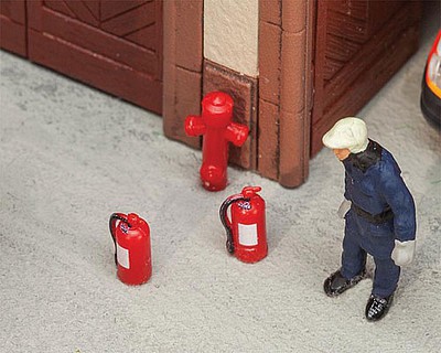 Faller 6 Extinguishers and 2 Hydrants HO Scale Model Railroad Building Accessory #180950