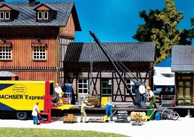 Faller Loading Crane with Freight Loads Kit N Scale Model Railroad Building #222176