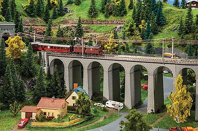 Faller Double-Track Straight Stone Viaduct N Scale Model Railroad Bridge #222599