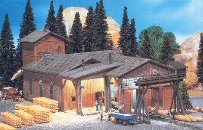 Faller Sawmill w/Built-On Sawdust Tower & Small Crane Kit N Scale Model Railroad Building #232248