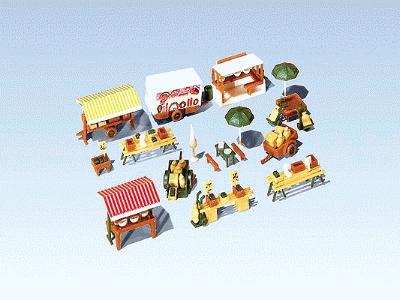 Faller Market Stands & Cart N Scale Model Railroad Building Accessory #272533