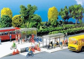 Faller Modern Bus Stop Shelter with Bicycle Racks N Scale Model Railroad Building Accessory #272543