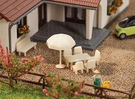 Faller Tables, Chairs & Umbrellas N Scale Model Railroad Building Accessory #272905