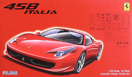 Fujimi 2009 Ferrari 458 Italia Sports Car Plastic Model Car Kit 1/24 Scale #12382