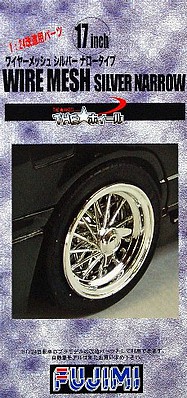 Fujimi Silver Narrow Wire Mesh 17 Tire & Wheel Set (4) Plastic Model Tire Wheel 1/24 #19