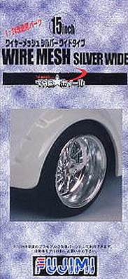 Fujimi Silver Wide Wire Mesh 15 Tire & Wheel Set (4) Plastic Model Tire Wheel 1/24 #1928