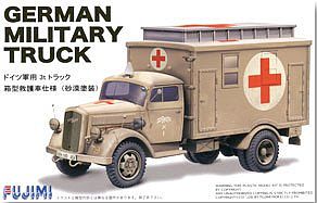 Fujimi German Ambulance Box-Type Truck Desert DAK Plastic Model Military Vehicle 1/72 #72231