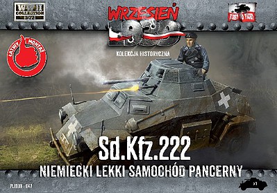 First-To-Fight WWII SdKfz 222 German Light Armored Tank Plastic Model Tank Kit 1/72 Scale #47