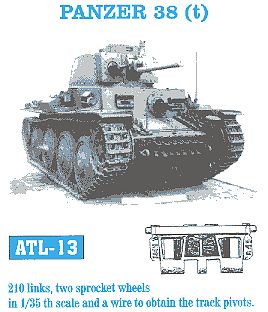 Fruilmodel Panzer 38(t) Tank Track Link Set (210 Links) Plastic Model Tank Tracks 1/35 Scale #13