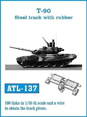 Fruilmodel T90 Steel-Type Tank Track Link Set w/Rubber (160 Links) Plastic Model Tank Tracks 1/35 #137