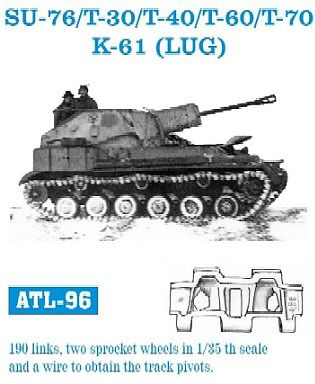 Fruilmodel Su76 T30, T40, T60, T70 K61 (LUG) Tank Track Link Set Plastic Model Tank Tracks 1/35 #96