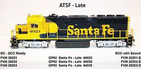 Fox GP60 DC ATSF #4026 HO Scale Model Train Diesel Locomotive #20252 Fox GP60 DC ATSF #4026 HO Scale Model Train Diesel Locomotive #20252