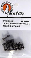 Fox 33'' Wheels pkg(12) .553'' Axle N Scale Model Train Truck #3302 Fox 33'' Wheels pkg(12) .553'' Axle N Scale Model Train Truck #3302