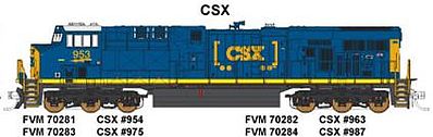 Fox GE ES44AC CSX #963 (Dark Future, blue, yellow) N Scale Model Train Diesel Locomotive #70282