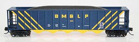 Fox Ortner 5-Bay Rapid Discharge Hopper with Coal Load Ready to Run Black Mesa & Lake Powell 316 (blue, yellow) N-Scale Fox Ortner 5-Bay Rapid Discharge Hopper with Coal Load Ready to Run Black Mesa & Lake Powell 316 (blue, yellow) N-Scale